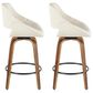 LumiSource Fabrico 26" Swivel Fixed-Height Counter Stool with Cream Noise Fabric Upholstery in Black and Walnut (Set of 2), , large