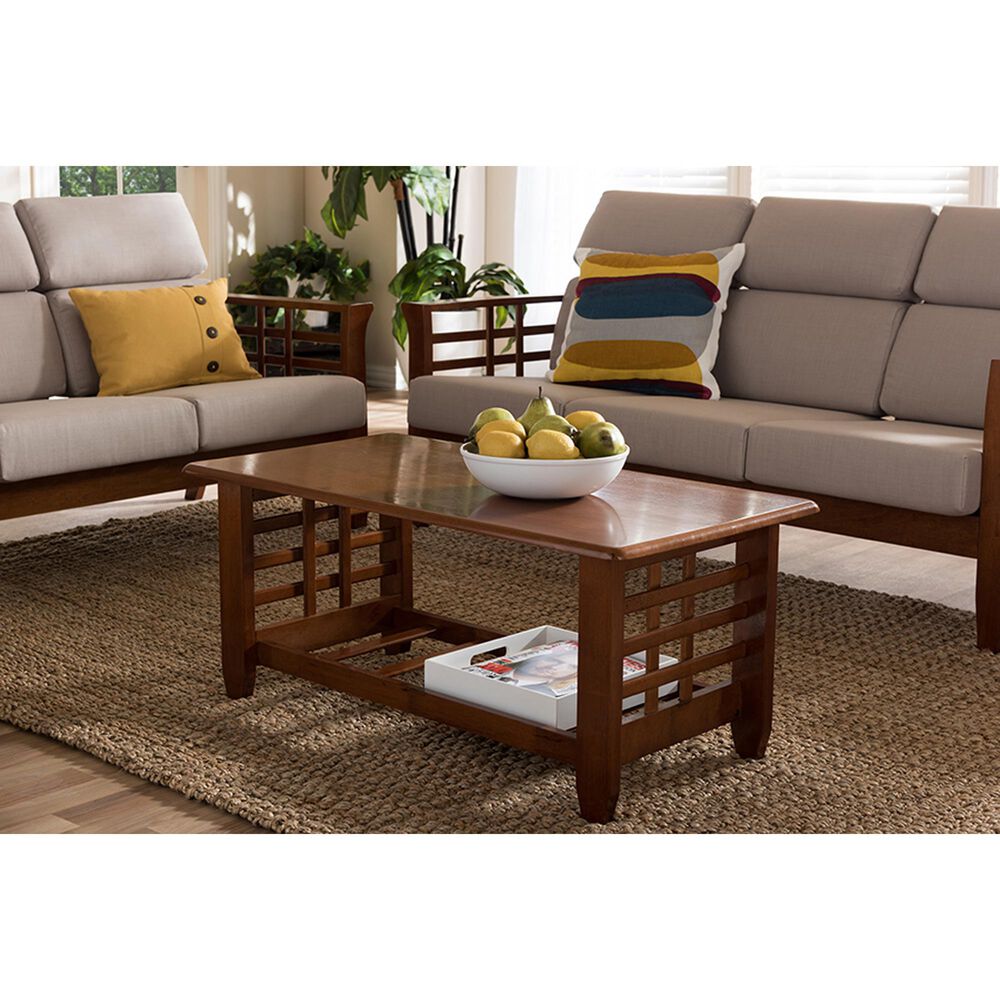 Baxton Studio Larissa Coffee Table in Cherry Brown, , large
