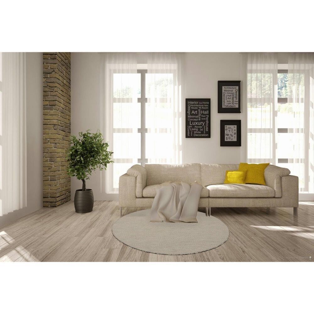 Nourison Courtyard Ivory and Silver 5&#39; Round Indoor/Outdoor Area Rug, , large