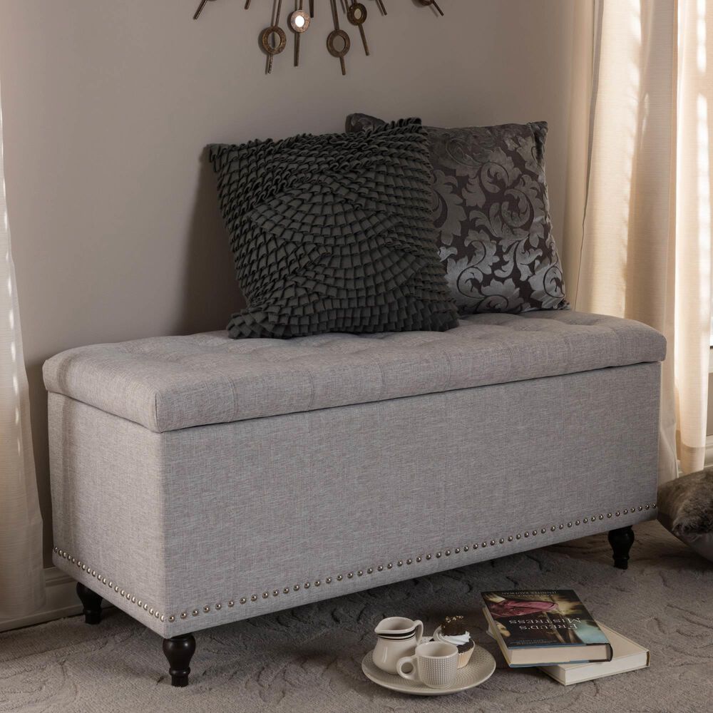 Baxton Studio Kaylee Storage Ottoman Bench in Grayish Beige, , large
