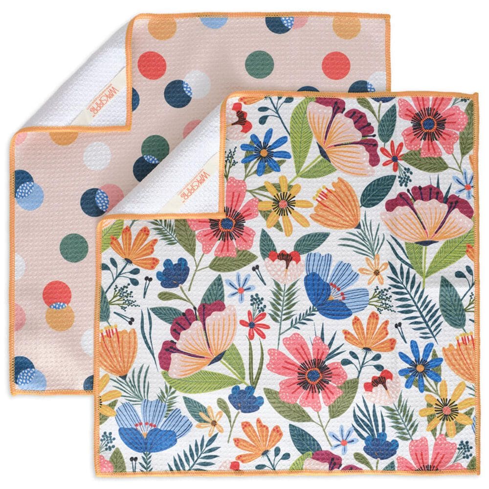 Werkshoppe Field of Flowers All Purpose Towel in Blue and Multicolor &#40;Set of 4&#41;, , large