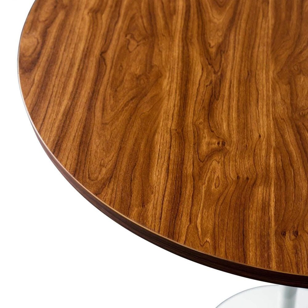 Leisuremod LeisureMod Verve Collection Modern Bar Height Table White Base with 36 Round Cognac Brown MDF Top, , large