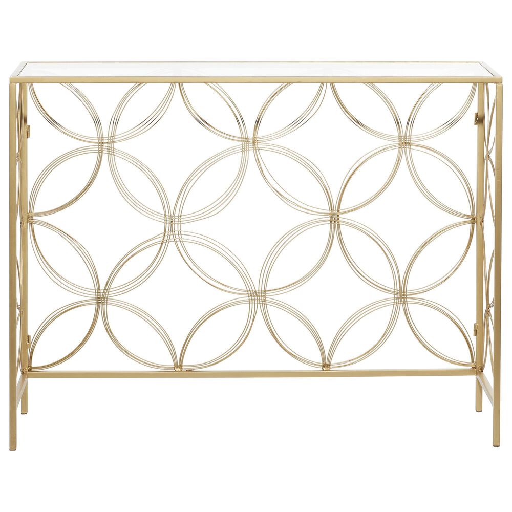 Maple and Jade Contemporary Console Table in Matte Gold, , large