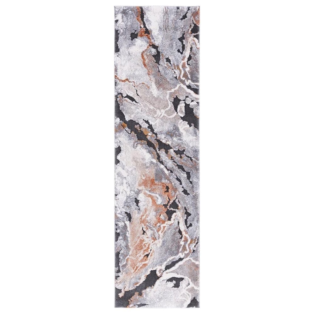 Safavieh Cyrus Shag 2"2" x 7"9" Dark Grey and Orange Runner, , large