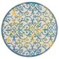 Nourison Aloha 4" Round Ivory and Blue Indoor/Outdoor Area Rug, , large