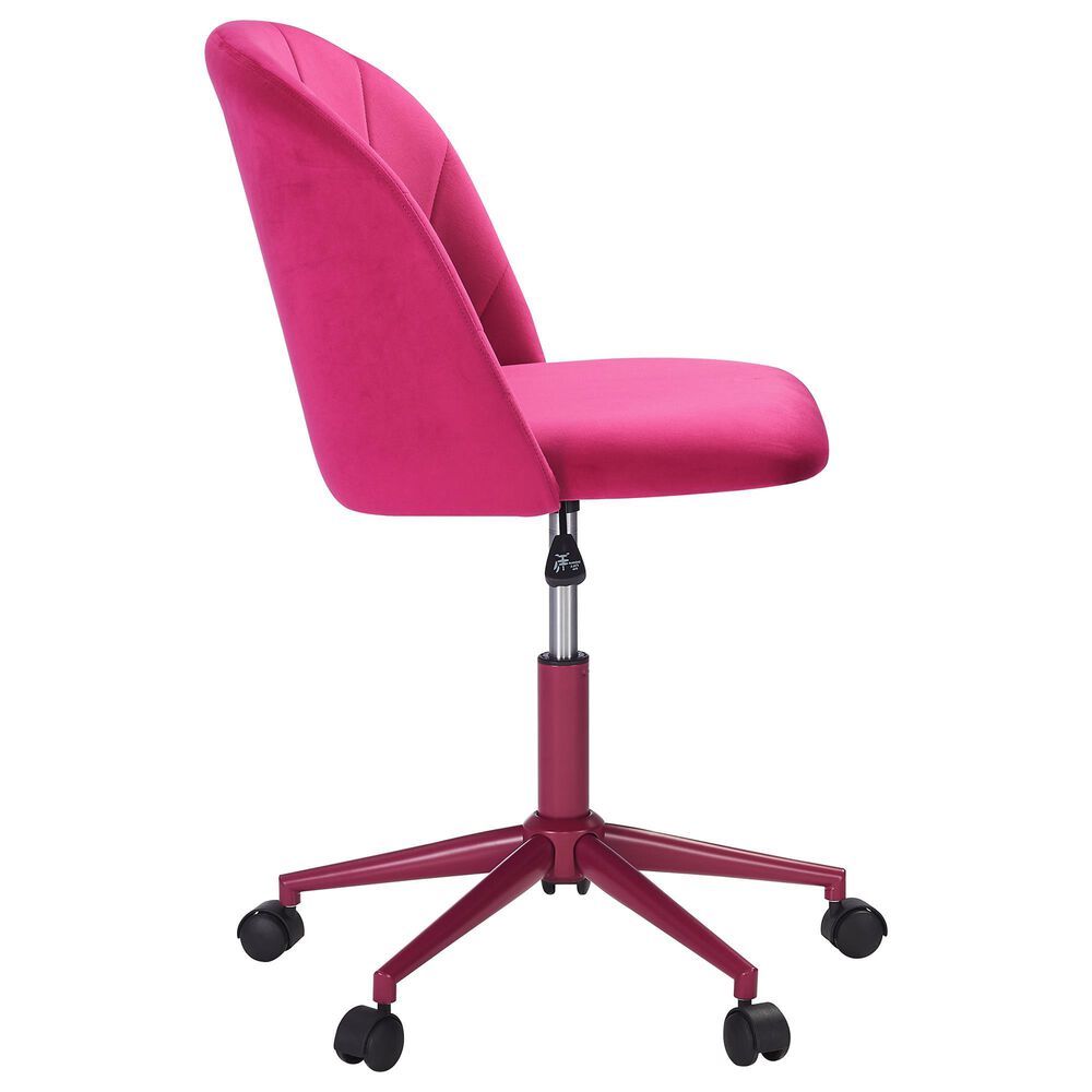 Linon Home Decor Adalynn Swivel Desk Chair with Hot Pink Cushion in Pink, , large