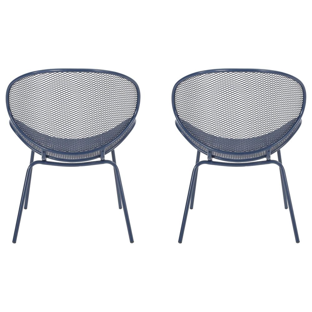 Hearth and Haven Elba Outdoor Mesh Accent Chair in Navy (Set of 2), , large
