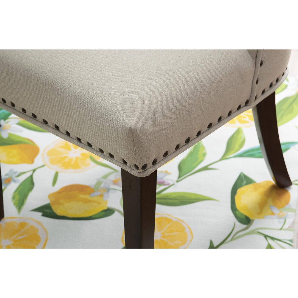 Linon Home Decor Adler Side Chair with Neutral Fabric Cushion in Espresso, , large