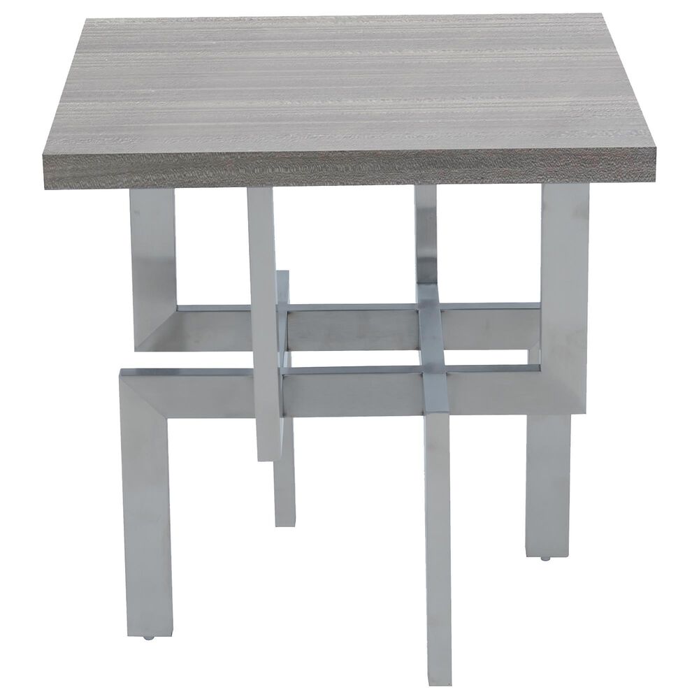 Blue River Illusion End Table in Brushed Stainless Steel, , large