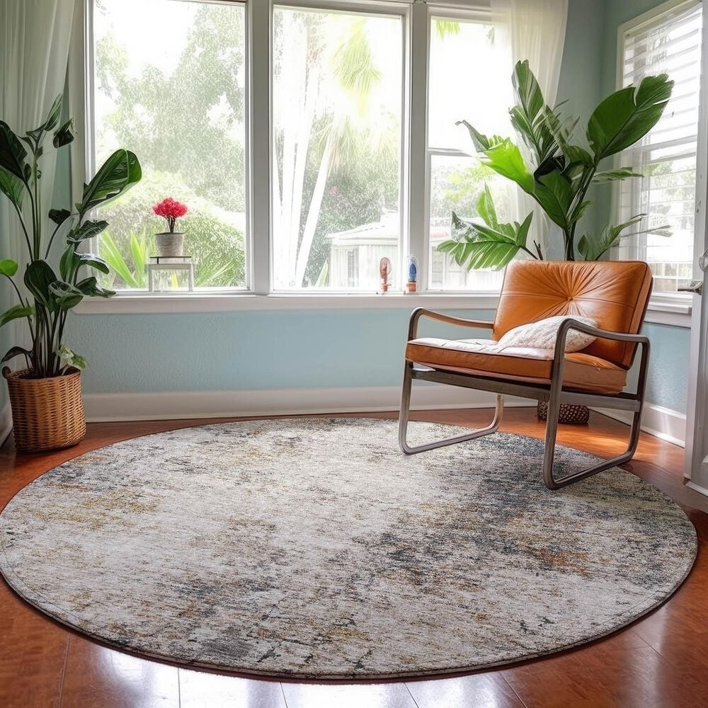 Dalyn Rug Company Neo NO4 8&#39; Round Putty Area Rug, , large