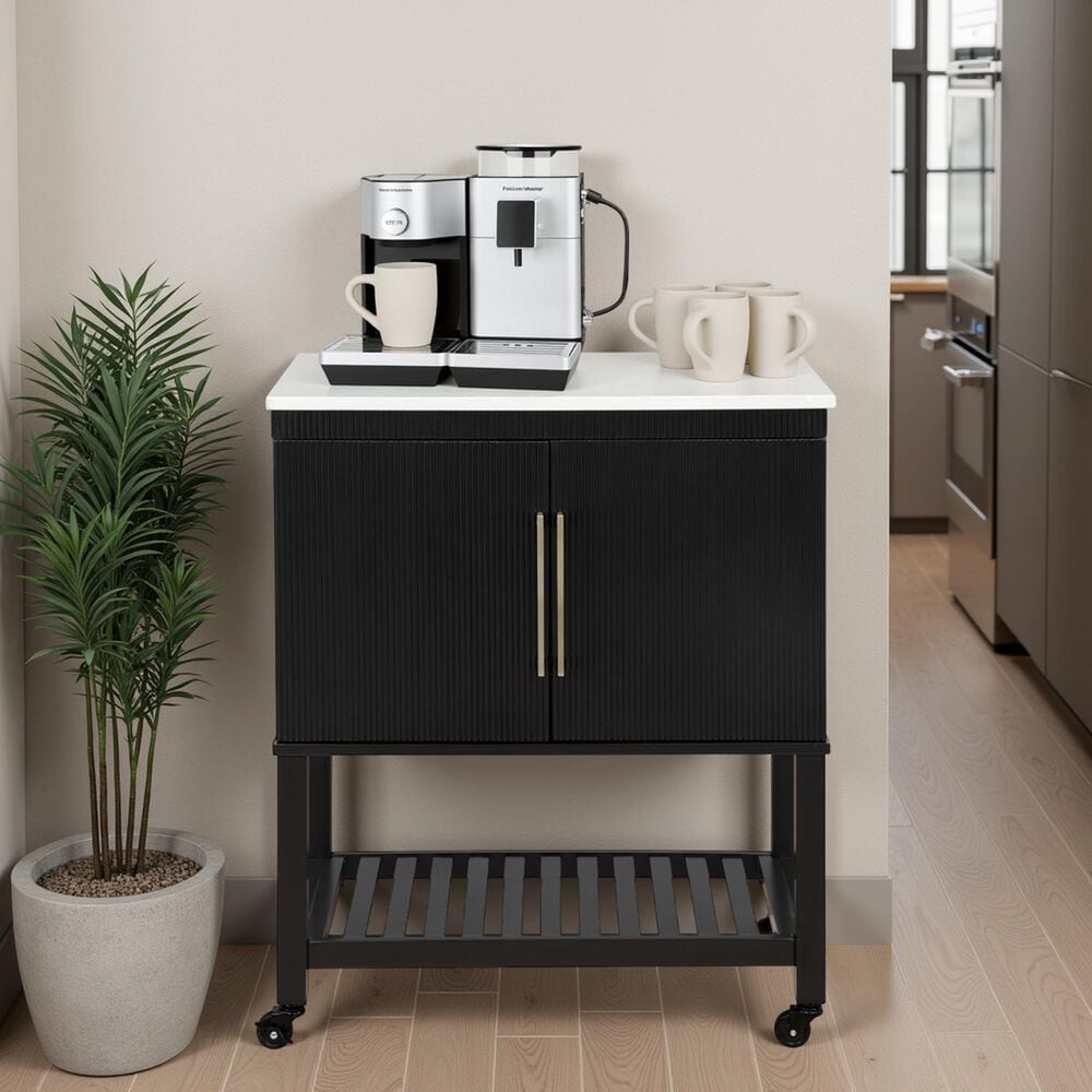 Linon Home Decor Kolton Kitchen Cart in Black and White, , large