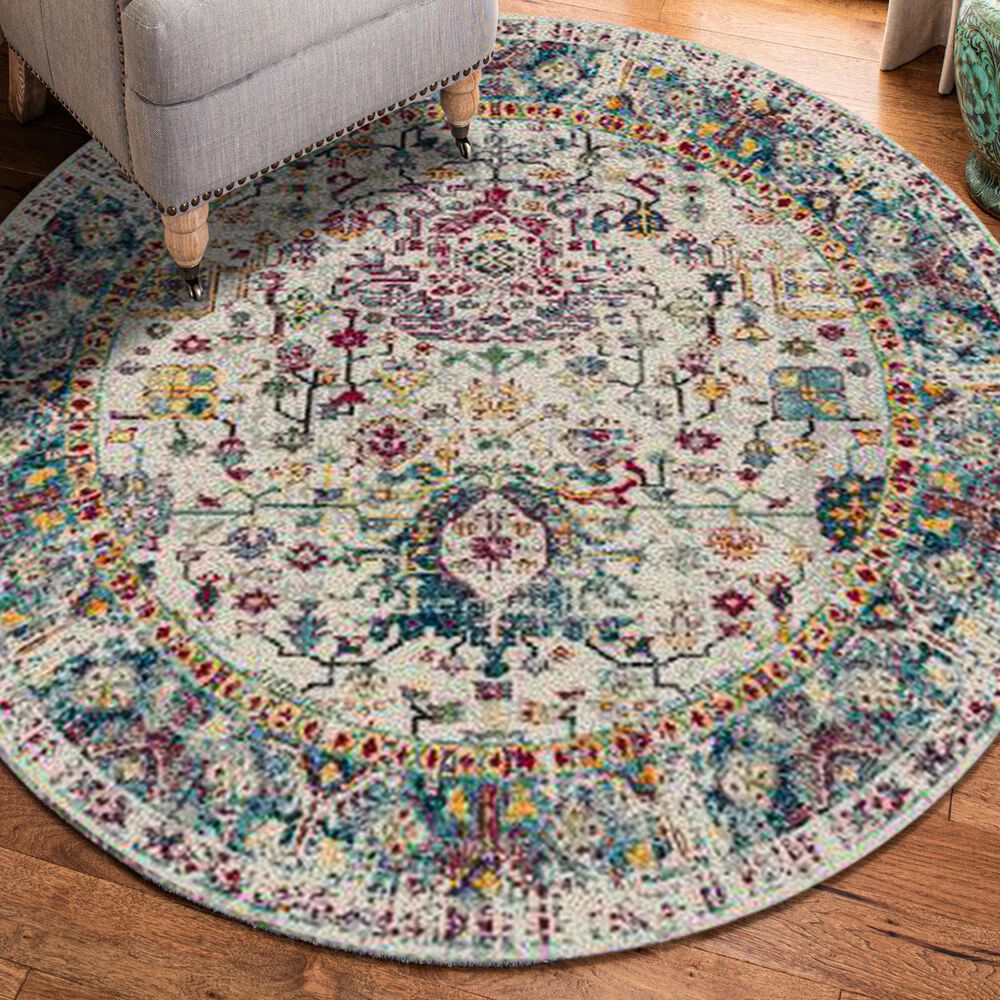 Amer Rugs Montana 7&#39;6&quot; Round Gray and Orange Area Rug, , large