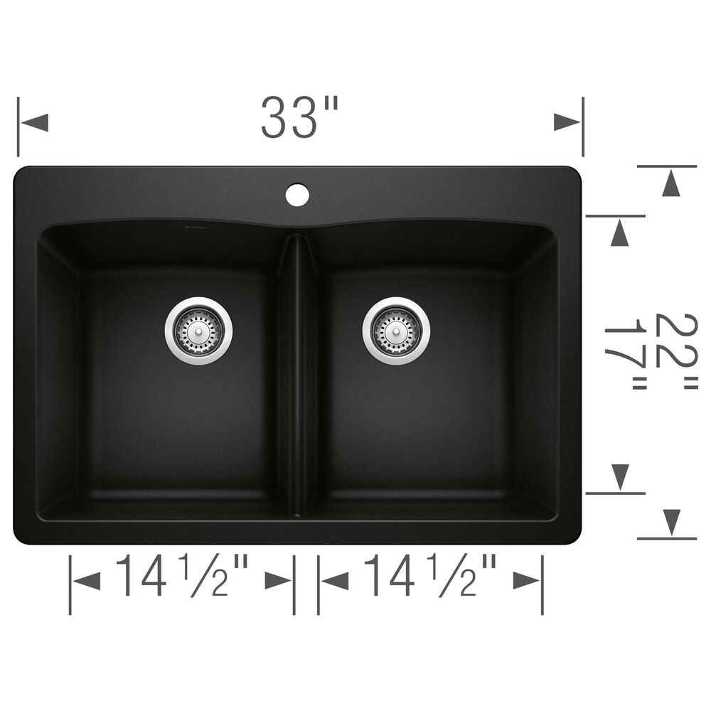 Blanco Diamond Equal Double Dual Mount Sink in Coal Black, , large