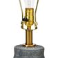 Teak Interiors Abode Ceramic Table Lamp with Linen Shade in Blue Reactive Glaze, , large