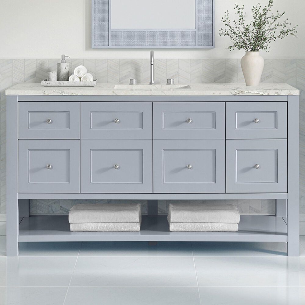James Martin Vanities Breckenridge 60" Single Bathroom Vanity in Serenity Blue with 3 cm Victorian Silver Quartz Top, Rectangular Sink and FreePower Wireless Charger, , large