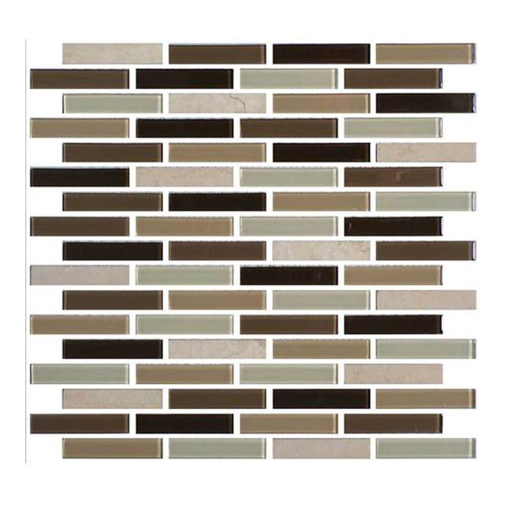 Dal-Tile Mosaic Traditions Zen Escape 12" x 12" Brick-Joint Glass and Stone Mosaic Sheet, , large