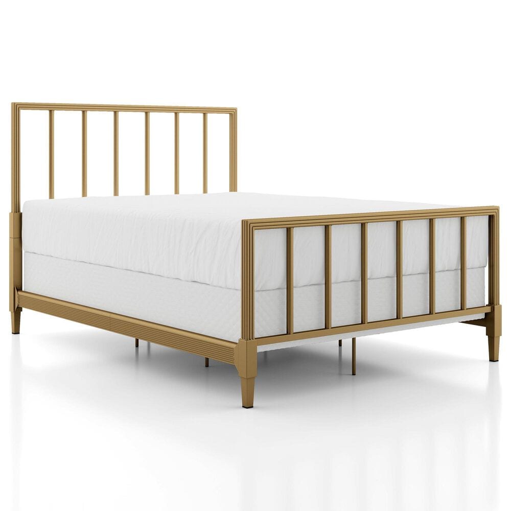 Furniture of America Blair Queen Slat Bed in Gold, , large