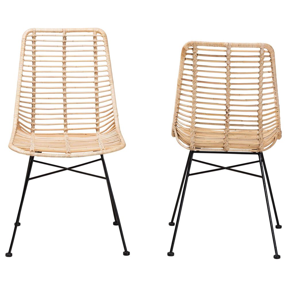 Baxton Studio Manhattan Side Chair in Natural Brown and Black (Set of 2), , large