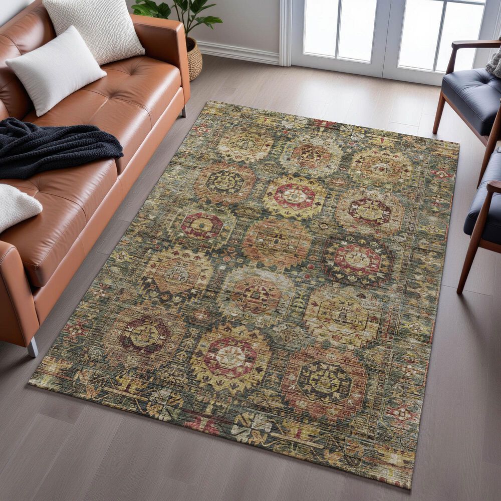 Dalyn Rug Company Silk Road Fern, Olive, Copper, Gold, Paprika, Ivory and Beige 10&#39; x 14&#39; Area Rug, , large
