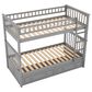 Hearth and Haven Twin over Twin Convertible Bunk Bed with Drawers in Gray, , large