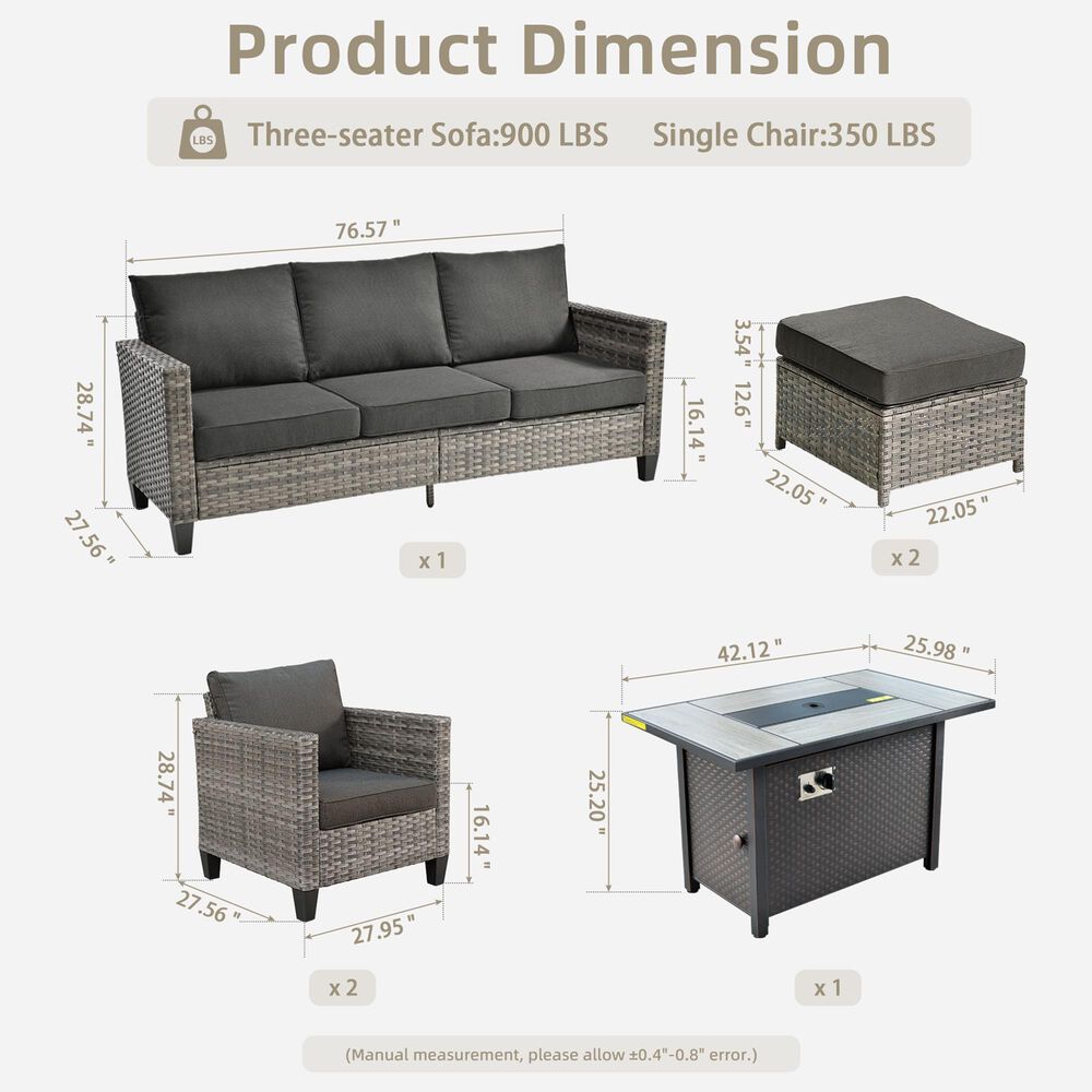 HOMLUX 6-Piece Patio Set in Black, , large