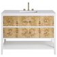 James Martin Vanities Olena 48" Single Vanity in Light Mappa Burl and Polished White with 3 cm White Zeus Quartz Top, , large