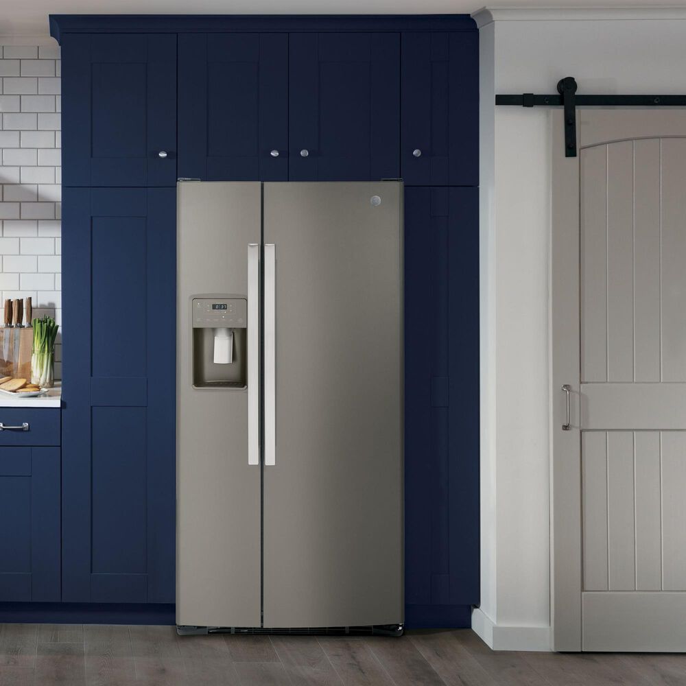 GE Appliances 23 Cu. Ft. Side by Side Refrigerator with External Dispenser in Fingerprint Resistant Slate, , large
