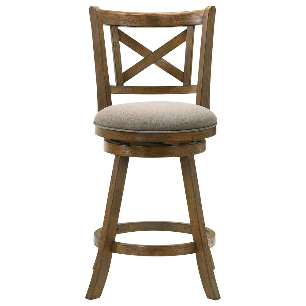 Armen Living Kodi Swivel Counter Height Stool with Static Gray in Sepia Brown, , large