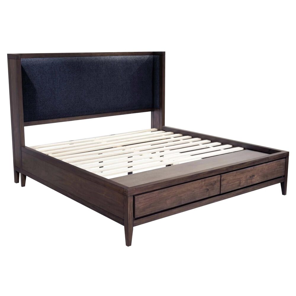 Urban Home Boracay Queen Upholstered Wingback Storage Bed in Wild Oats Brown, , large