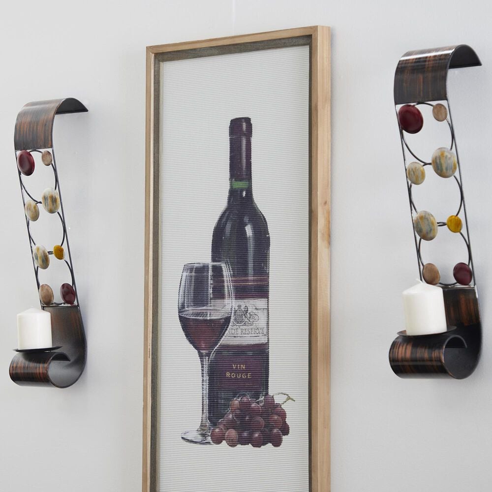 Maple and Jade 24&quot; Indoor/Outdoor Wall Mount Candle Holder in Brown, Red, Silver, Blue and Yellow &#40;Set of 2&#41;, , large