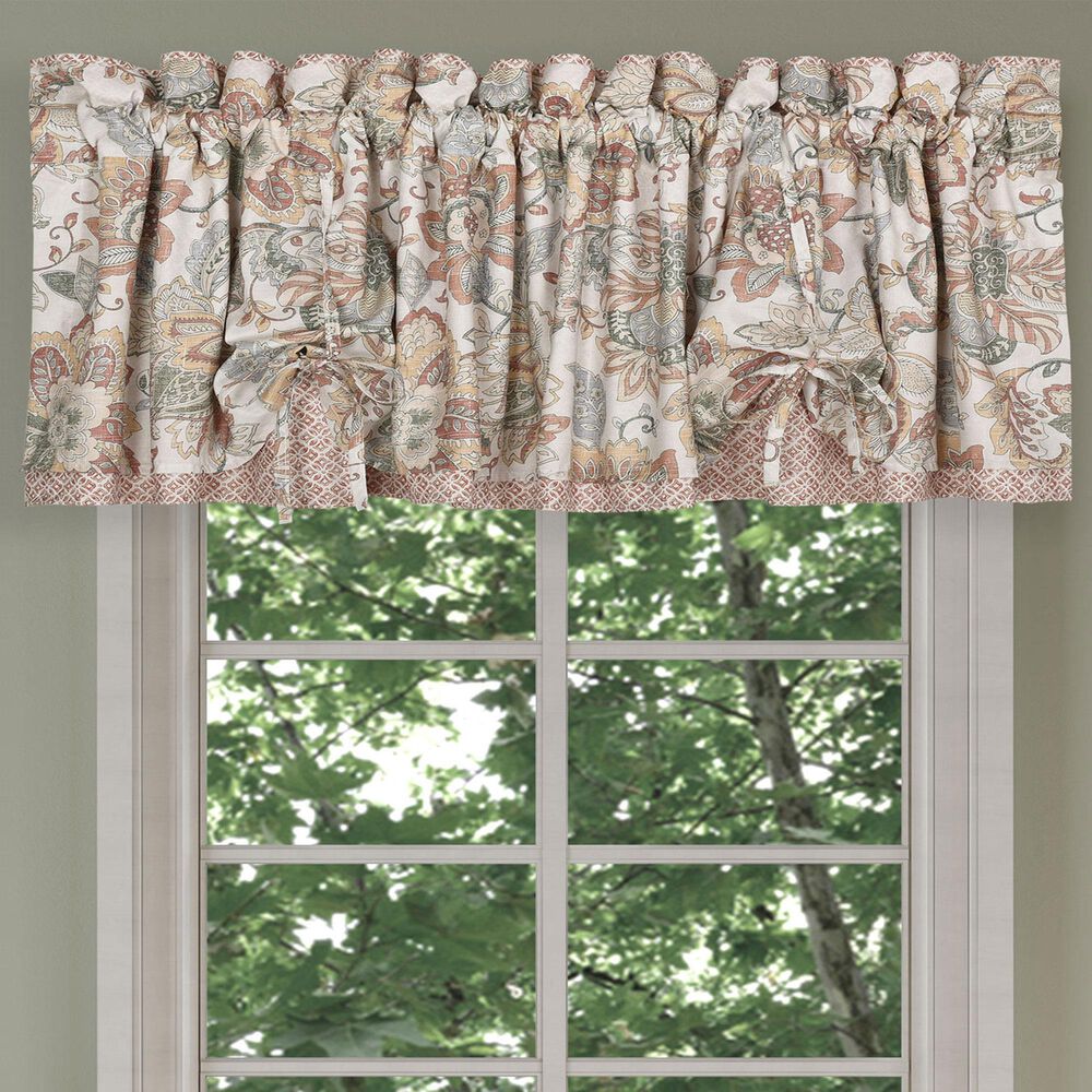 J. Queen New York Janessa 72&quot; x 17&quot; Window Straight Valance in Coral, Gold and Spice, , large