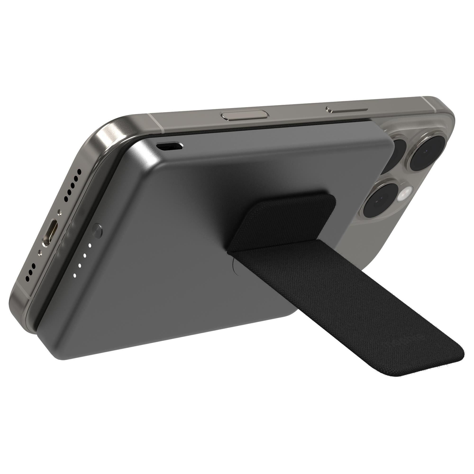 Mophie Qi2 PowerStation 5,000 mAh Power Bank with Mini Stand in Black
