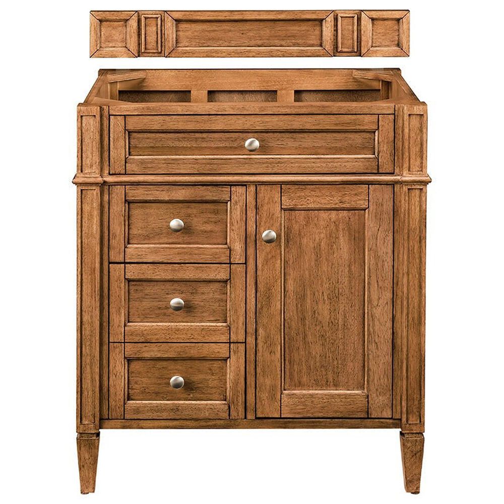 James Martin Vanities Brittany 30&quot; Single Bathroom Vanity in Saddle Brown with 3 cm Victorian Silver Quartz Top and Rectangular Sink, , large