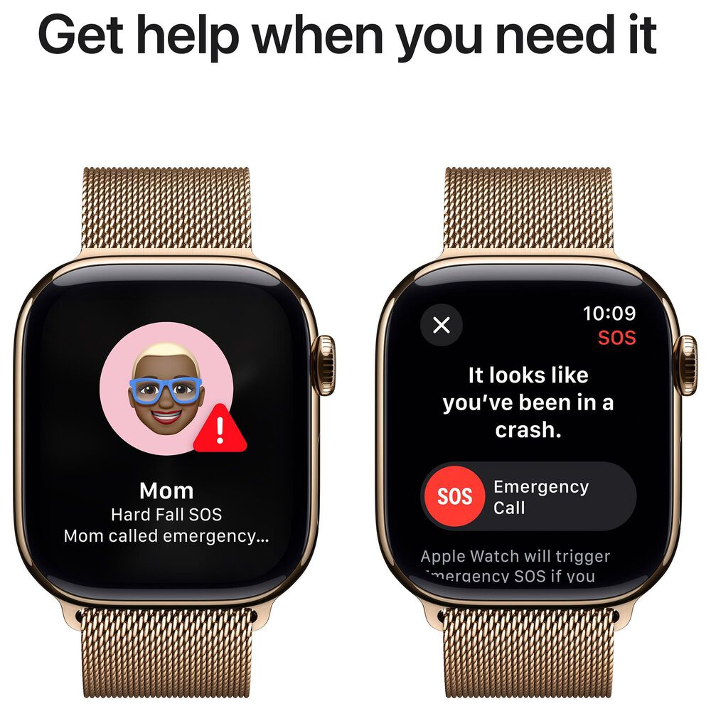 Apple Watch Series 10 GPS + Cellular 42mm Gold Titanium Case with Gold Milanese Loop, , large