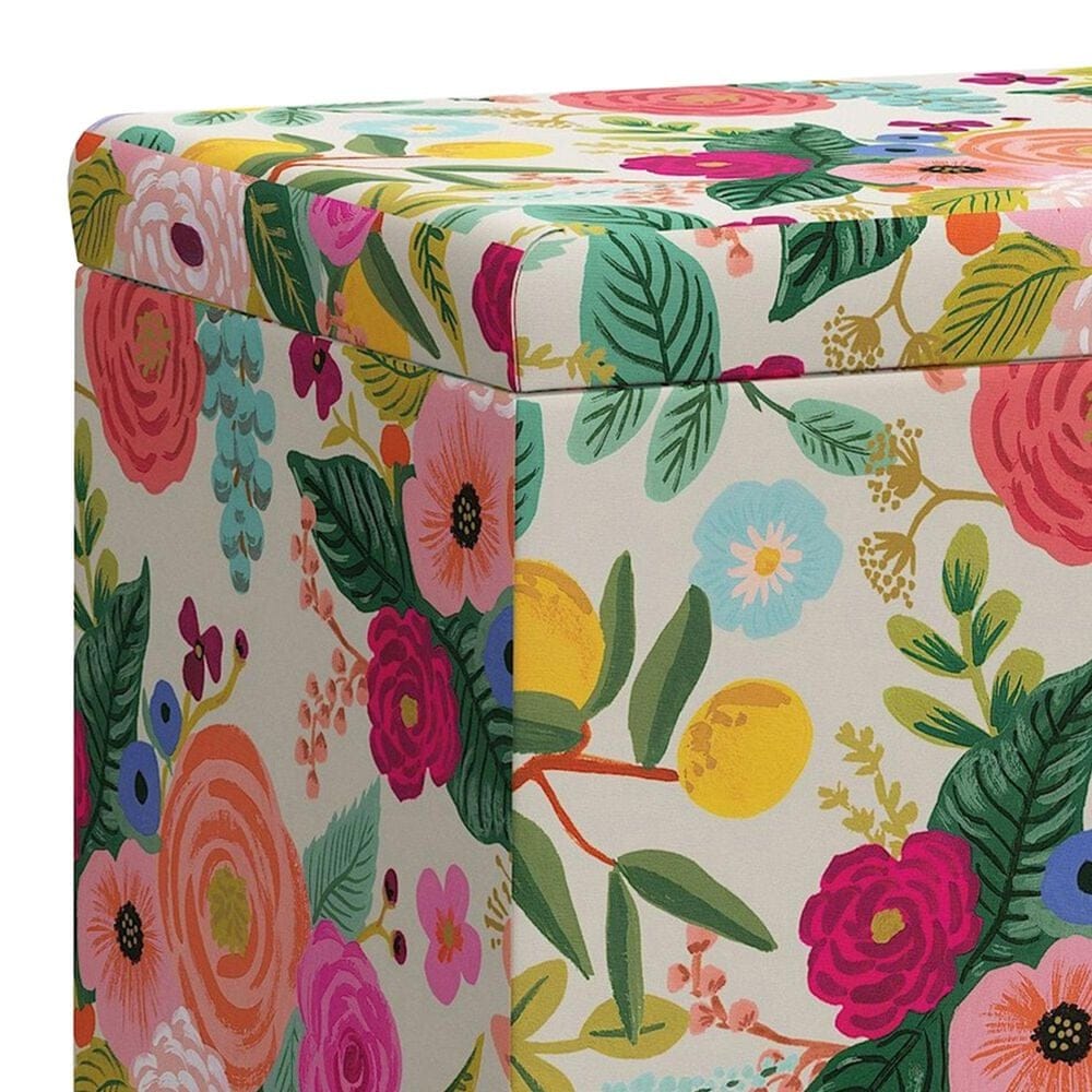 Rifle Paper Co Crafted by Cloth &amp; Company Willie Storage Bench in Garden Party, , large