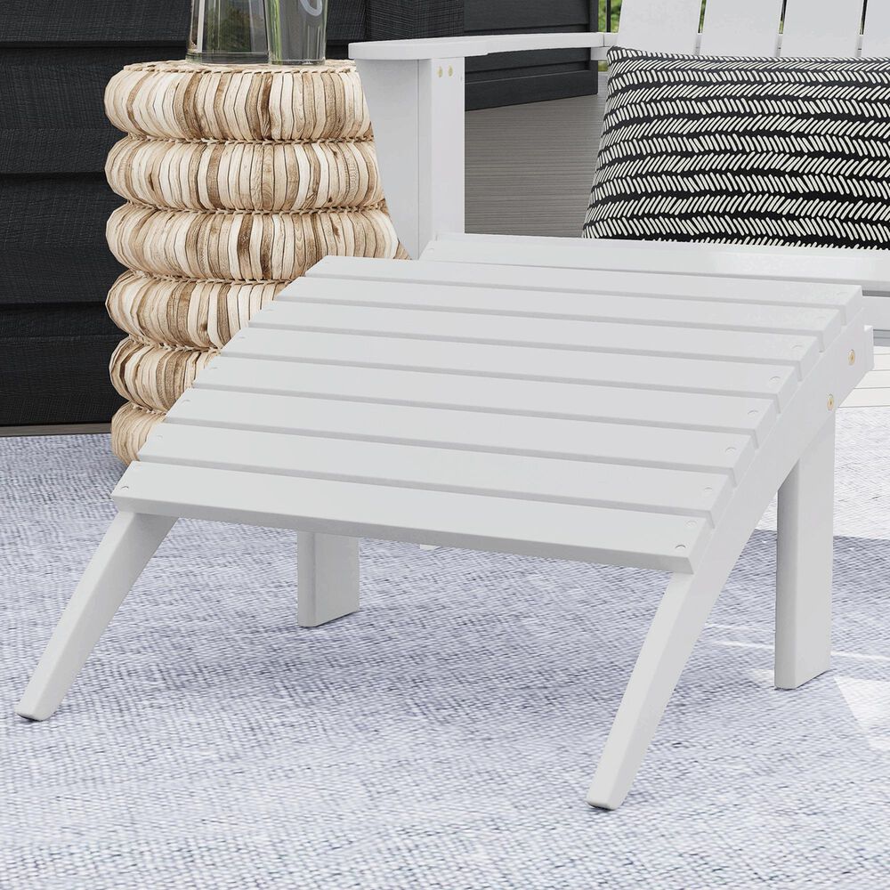 Linon Home Decor Adirondack Patio Ottoman in White, , large