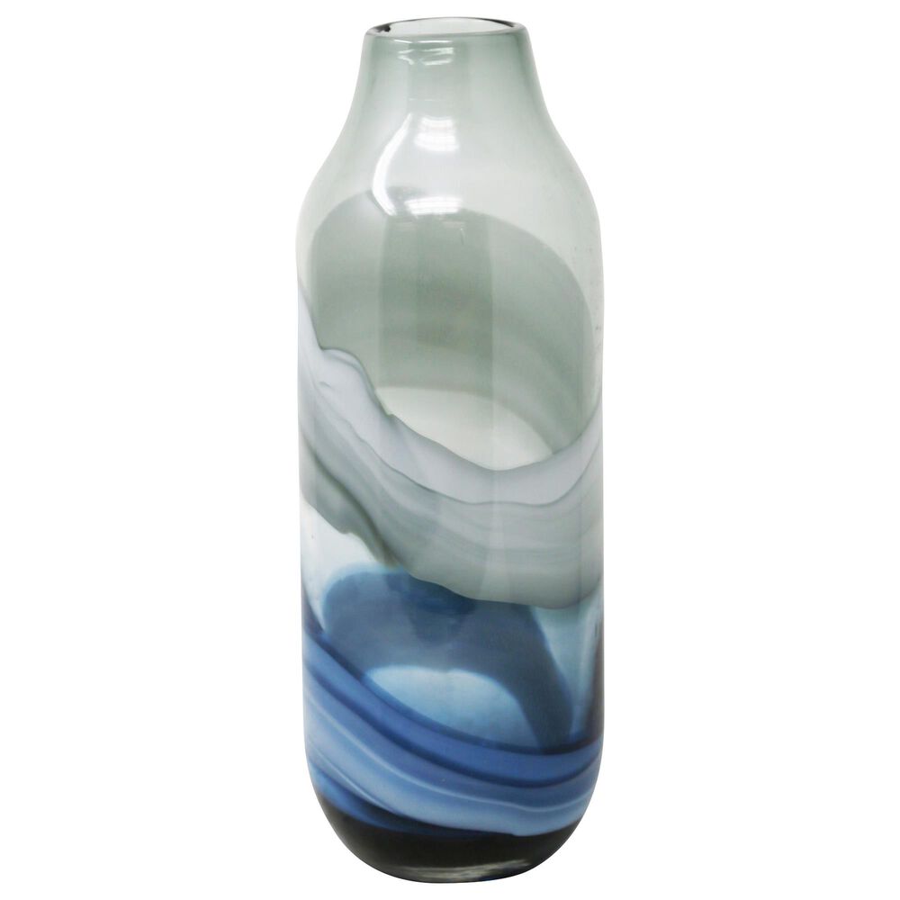 Sagebrook Home 13" Vase in Blue, Light Gray and White, , large