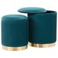 Lumisource Marla 2-Piece Nesting Pleated Ottoman Set Peacock Teal, , large