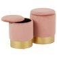 Lumisource Marla 2-Piece Nesting Ottoman Set in Pink Velvet and Gold, , large
