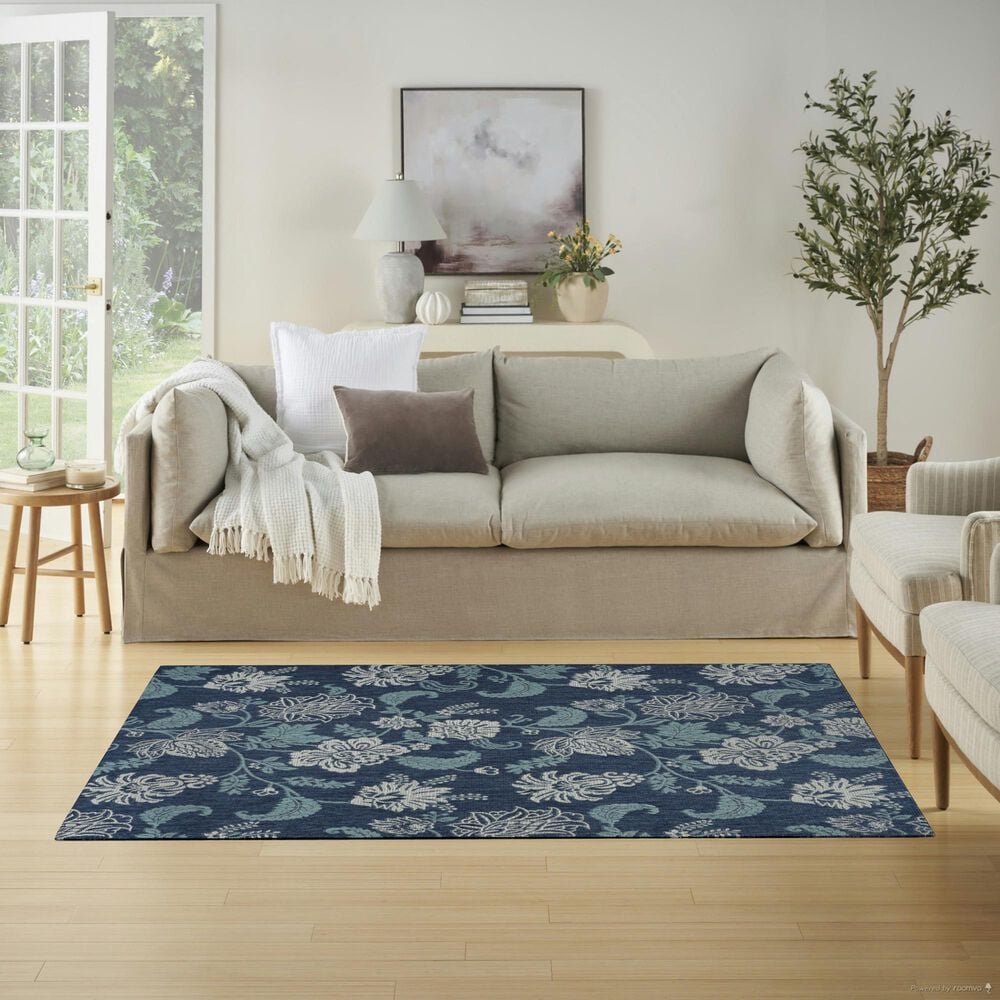 Nourison Garden Oasis GOA03 Navy 4&#39; x 6&#39; Indoor/Outdoor Area Rug, , large