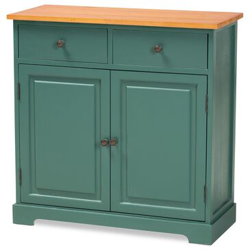 Baxton Studio Garner Kitchen Cabinet in Oak Brown and Turquoise, , large