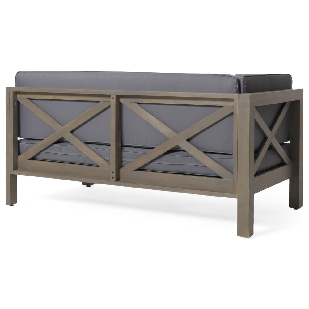 Hearth and Haven Brava Outdoor Corner Bench with Coffee Table in Dark Gray, , large
