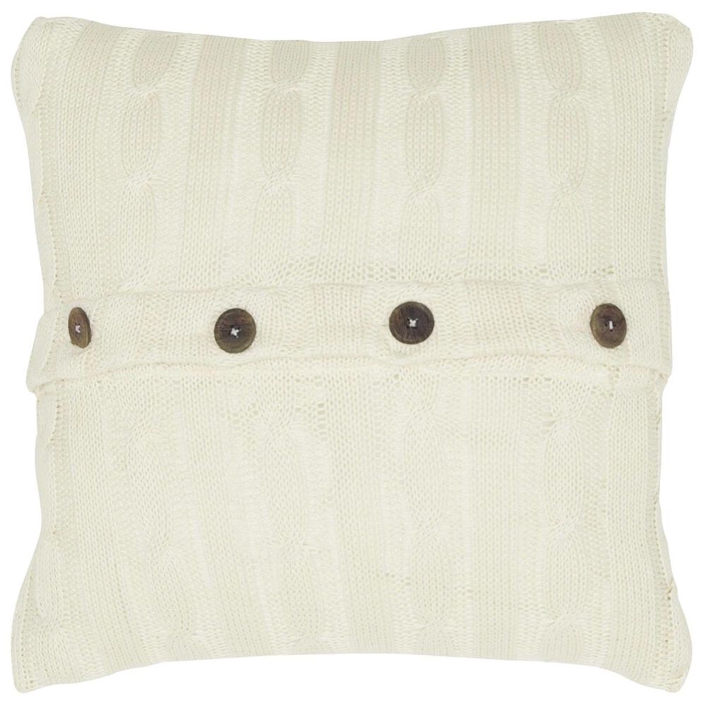 Rizzy Home 18" x 18" Down Pillow in White with Buttons, , large