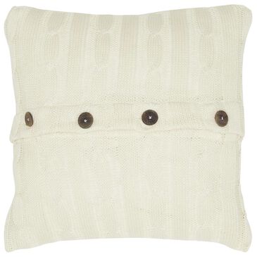 Rizzy Home 18" x 18" Down Pillow in White with Buttons, , large