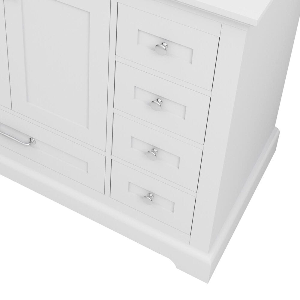 Lexora Home Dukes 48" Single Bathroom Vanity in White with 2 cm White Quartz Top and Rectangular Sink, , large