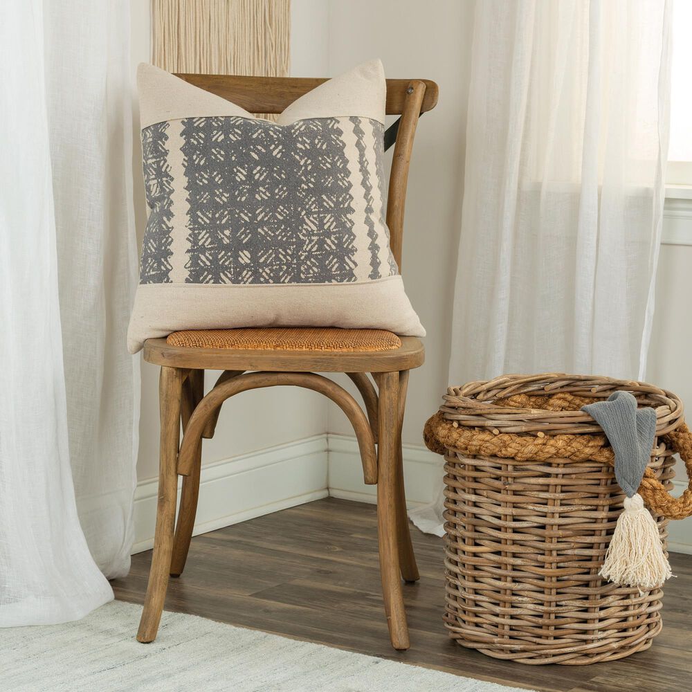 Rizzy Home Donny Osmond 20&quot; Down Filled Pillow in Charcoal and Cream, , large