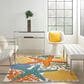 Nourison Aloha 12" x 15" Blue, Yellow and Orange Indoor/Outdoor Area Rug, , large
