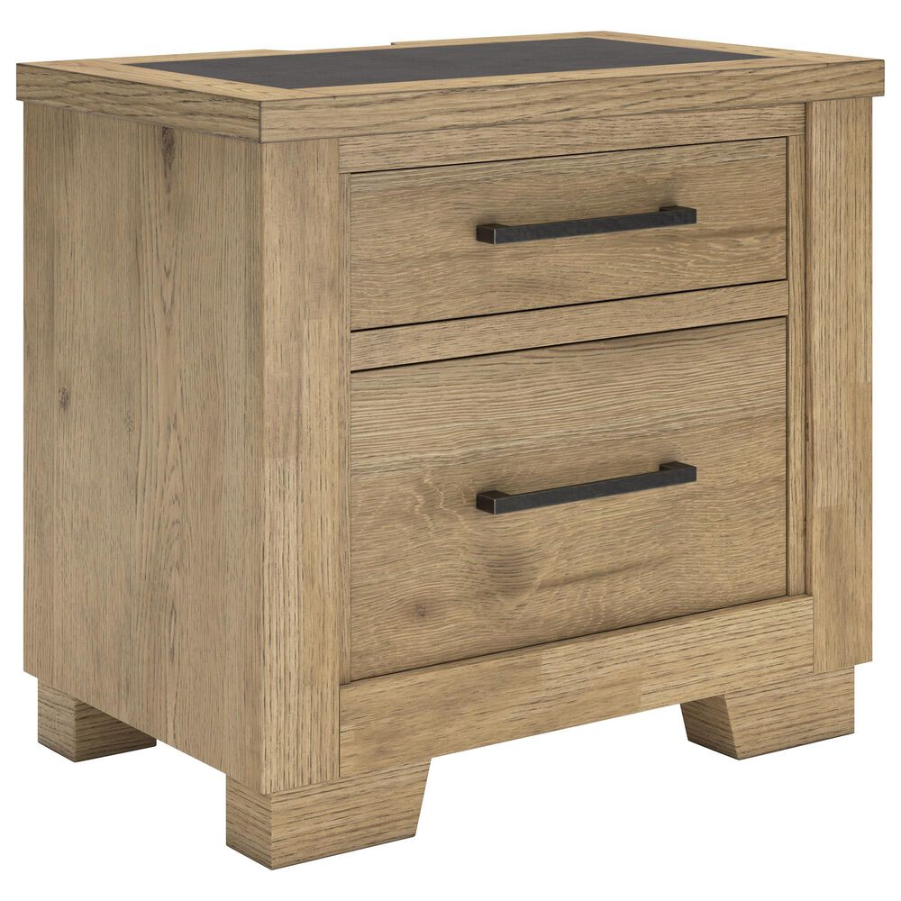 Ashley Galliden 2-Drawer Nightstand in Light Brown and Cement, , large
