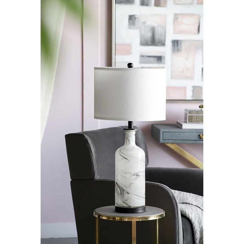 A&amp;B Home Sarris Swirl Table Lamp in Gray and White, , large