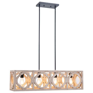 Kenroy Cadmen Square 4-Light Island Light in Black and Weathered White, , large